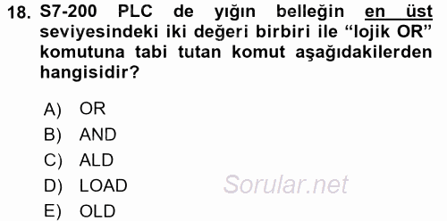 Elektromekanik Kumanda Sistemleri 2015 - 2016 Dönem Sonu Sınavı 18.Soru