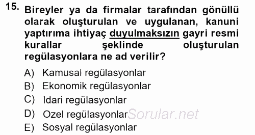 Kamu Ekonomisi 1 2012 - 2013 Ara Sınavı 15.Soru