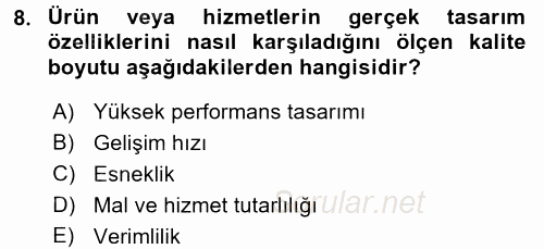 Üretim Yönetimi 2017 - 2018 Ara Sınavı 8.Soru