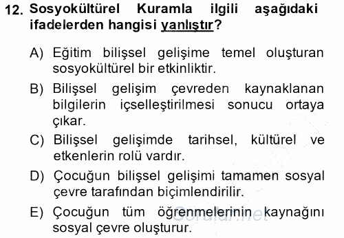 Özel Öğretim Yöntemleri 1 2014 - 2015 Ara Sınavı 12.Soru