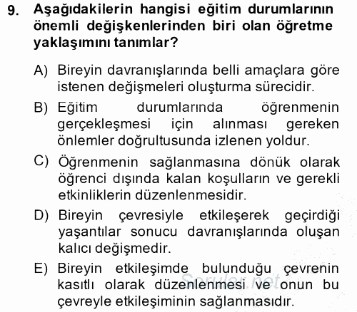 Özel Öğretim Yöntemleri 1 2014 - 2015 Ara Sınavı 9.Soru