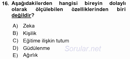 İşletmelerde Eğitim ve Geliştirme 2016 - 2017 Dönem Sonu Sınavı 16.Soru