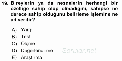 İşletmelerde Eğitim ve Geliştirme 2016 - 2017 Dönem Sonu Sınavı 19.Soru