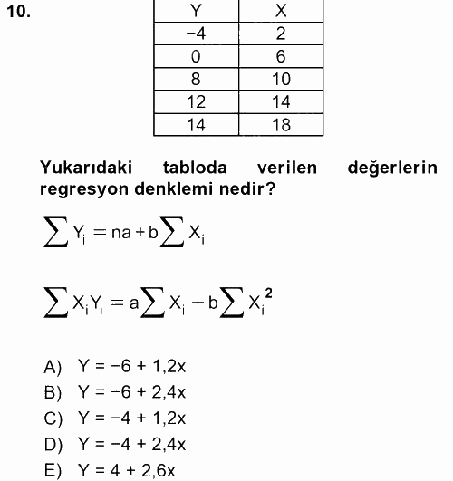 Coğrafi Bilgi Sistemleri İçin Temel İstatistik 2016 - 2017 Dönem Sonu Sınavı 10.Soru