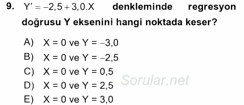 Coğrafi Bilgi Sistemleri İçin Temel İstatistik 2016 - 2017 Dönem Sonu Sınavı 9.Soru
