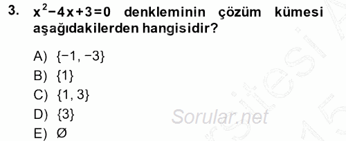 Okulöncesinde Matematik Eğitimi 2014 - 2015 Ara Sınavı 3.Soru