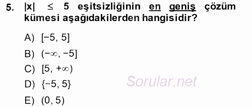 Okulöncesinde Matematik Eğitimi 2014 - 2015 Ara Sınavı 5.Soru