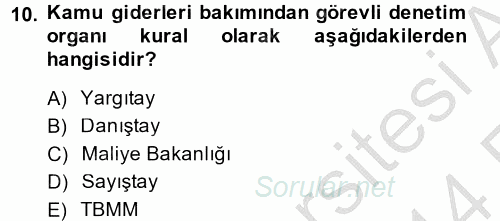 Vergi Yargılaması Hukuku 2013 - 2014 Ara Sınavı 10.Soru