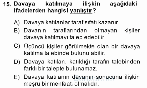 Vergi Yargılaması Hukuku 2013 - 2014 Ara Sınavı 15.Soru