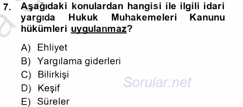 Vergi Yargılaması Hukuku 2013 - 2014 Ara Sınavı 7.Soru