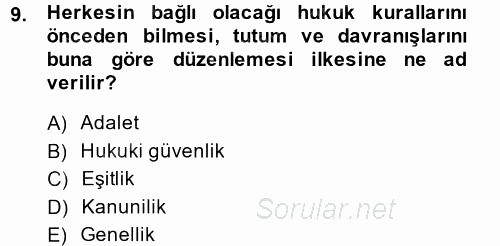 Vergi Yargılaması Hukuku 2013 - 2014 Ara Sınavı 9.Soru