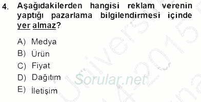 Marka İletişiminde Analiz ve Araştırma 2 2014 - 2015 Ara Sınavı 4.Soru