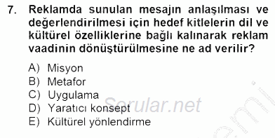 Marka İletişiminde Analiz ve Araştırma 2 2014 - 2015 Ara Sınavı 7.Soru