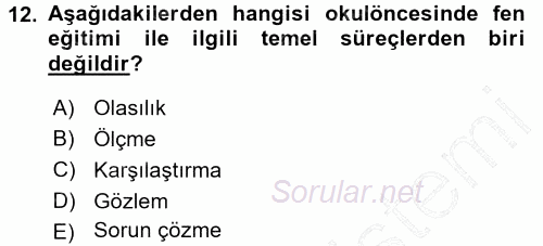 Okulöncesinde Drama 2015 - 2016 Dönem Sonu Sınavı 12.Soru