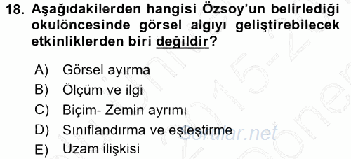 Okulöncesinde Drama 2015 - 2016 Dönem Sonu Sınavı 18.Soru