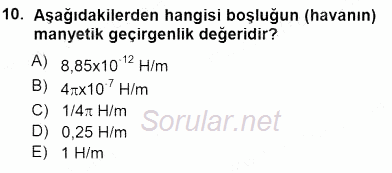 Elektrik Makinaları 2012 - 2013 Dönem Sonu Sınavı 10.Soru