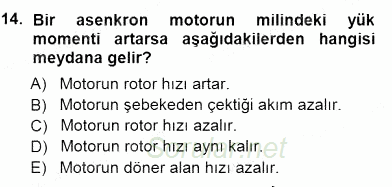 Elektrik Makinaları 2012 - 2013 Dönem Sonu Sınavı 14.Soru