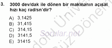 Elektrik Makinaları 2012 - 2013 Dönem Sonu Sınavı 3.Soru