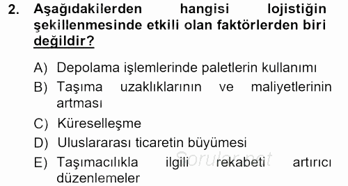 Lojistik İlkeleri 2012 - 2013 Ara Sınavı 2.Soru