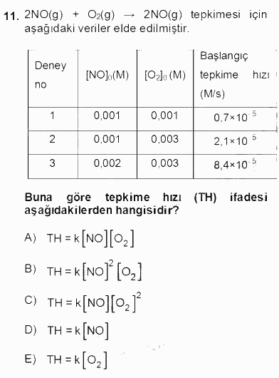 Genel Kimya 2 2012 - 2013 Dönem Sonu Sınavı 11.Soru