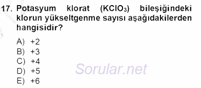 Genel Kimya 2 2012 - 2013 Dönem Sonu Sınavı 17.Soru