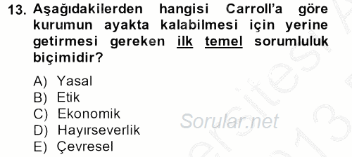 Halkla İlişkiler Uygulamaları ve Örnek Olaylar 2012 - 2013 Dönem Sonu Sınavı 13.Soru