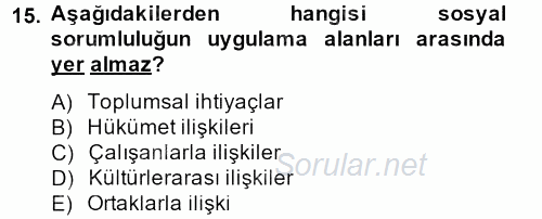Halkla İlişkiler Uygulamaları ve Örnek Olaylar 2012 - 2013 Dönem Sonu Sınavı 15.Soru