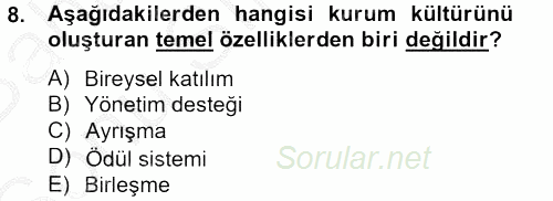 Halkla İlişkiler Uygulamaları ve Örnek Olaylar 2012 - 2013 Dönem Sonu Sınavı 8.Soru