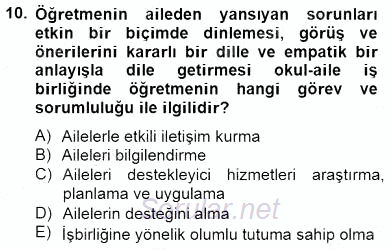 Okul, Aile Ve Çevre İş Birliği 2014 - 2015 Ara Sınavı 10.Soru