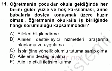 Okul, Aile Ve Çevre İş Birliği 2014 - 2015 Ara Sınavı 11.Soru