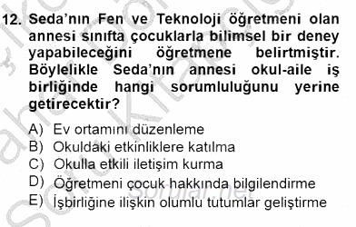 Okul, Aile Ve Çevre İş Birliği 2014 - 2015 Ara Sınavı 12.Soru
