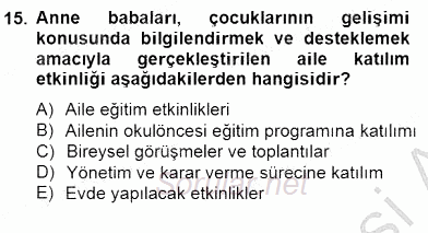 Okul, Aile Ve Çevre İş Birliği 2014 - 2015 Ara Sınavı 15.Soru