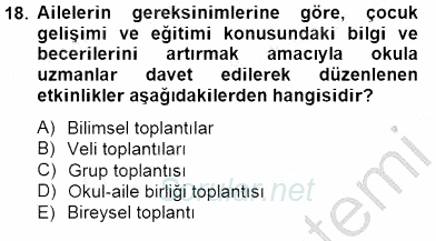 Okul, Aile Ve Çevre İş Birliği 2014 - 2015 Ara Sınavı 18.Soru