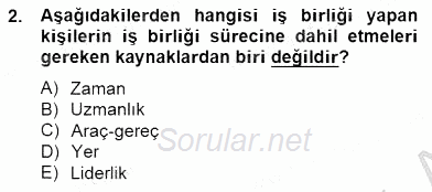 Okul, Aile Ve Çevre İş Birliği 2014 - 2015 Ara Sınavı 2.Soru