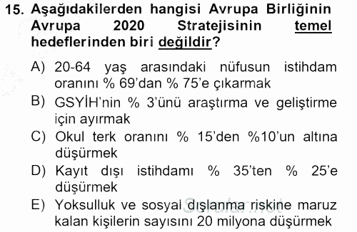 Endüstri Sosyolojisi 2012 - 2013 Ara Sınavı 15.Soru