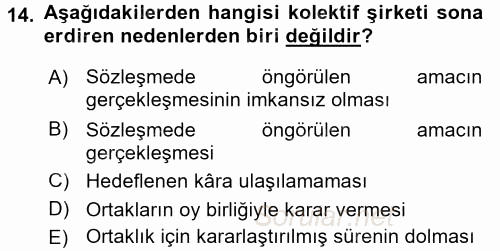 Muhasebe Uygulamaları 2016 - 2017 Dönem Sonu Sınavı 14.Soru