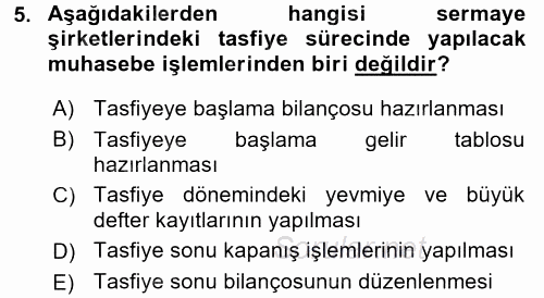 Muhasebe Uygulamaları 2016 - 2017 Dönem Sonu Sınavı 5.Soru