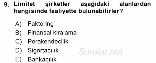 Muhasebe Uygulamaları 2016 - 2017 Dönem Sonu Sınavı 9.Soru
