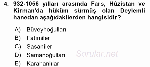Büyük Selçuklu Tarihi 2015 - 2016 Ara Sınavı 4.Soru