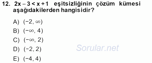 Matematik 1 2014 - 2015 Ara Sınavı 12.Soru