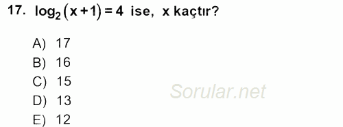 Matematik 1 2014 - 2015 Ara Sınavı 17.Soru