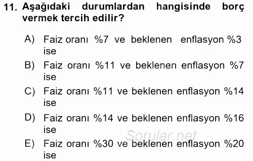 Para Teorisi 2017 - 2018 Ara Sınavı 11.Soru