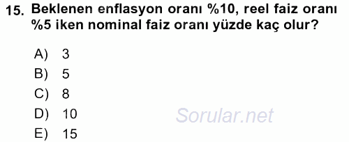 Para Teorisi 2017 - 2018 Ara Sınavı 15.Soru