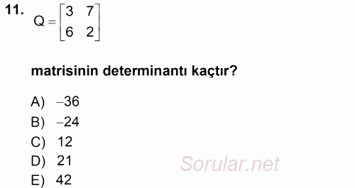 Matematiksel İktisat 2013 - 2014 Tek Ders Sınavı 11.Soru