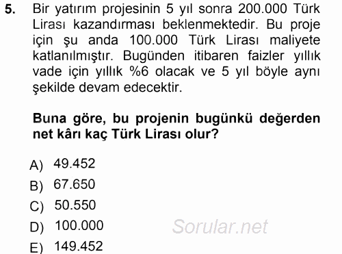 Matematiksel İktisat 2013 - 2014 Tek Ders Sınavı 5.Soru