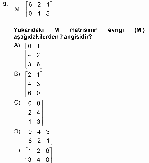 Matematiksel İktisat 2013 - 2014 Tek Ders Sınavı 9.Soru