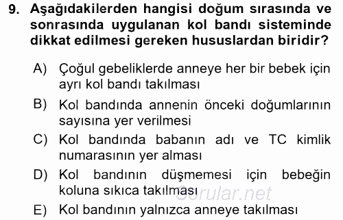 Aile Sağlığı 2017 - 2018 Dönem Sonu Sınavı 9.Soru