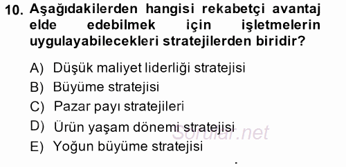 Otel İşletmelerinde Destek Hizmetleri 2014 - 2015 Ara Sınavı 10.Soru