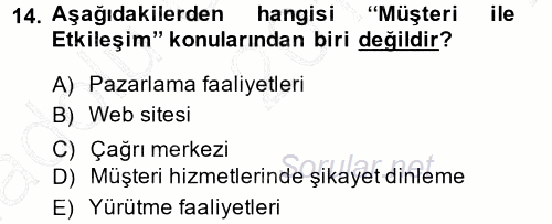 Otel İşletmelerinde Destek Hizmetleri 2014 - 2015 Ara Sınavı 14.Soru