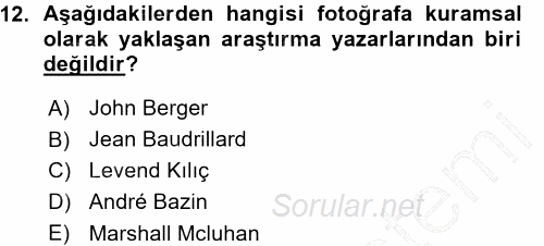 Fotoğraf Kültürü 2015 - 2016 Ara Sınavı 12.Soru